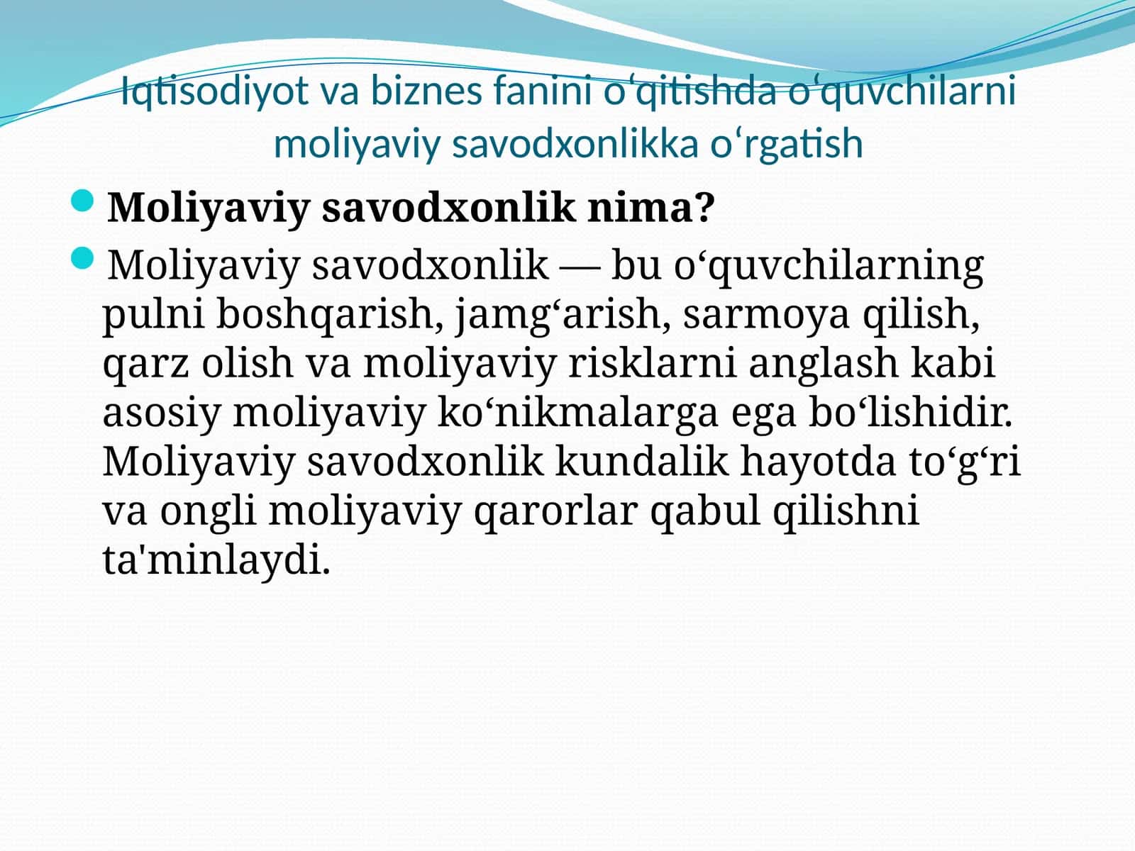 Moliyaviy savdoxonlik 1