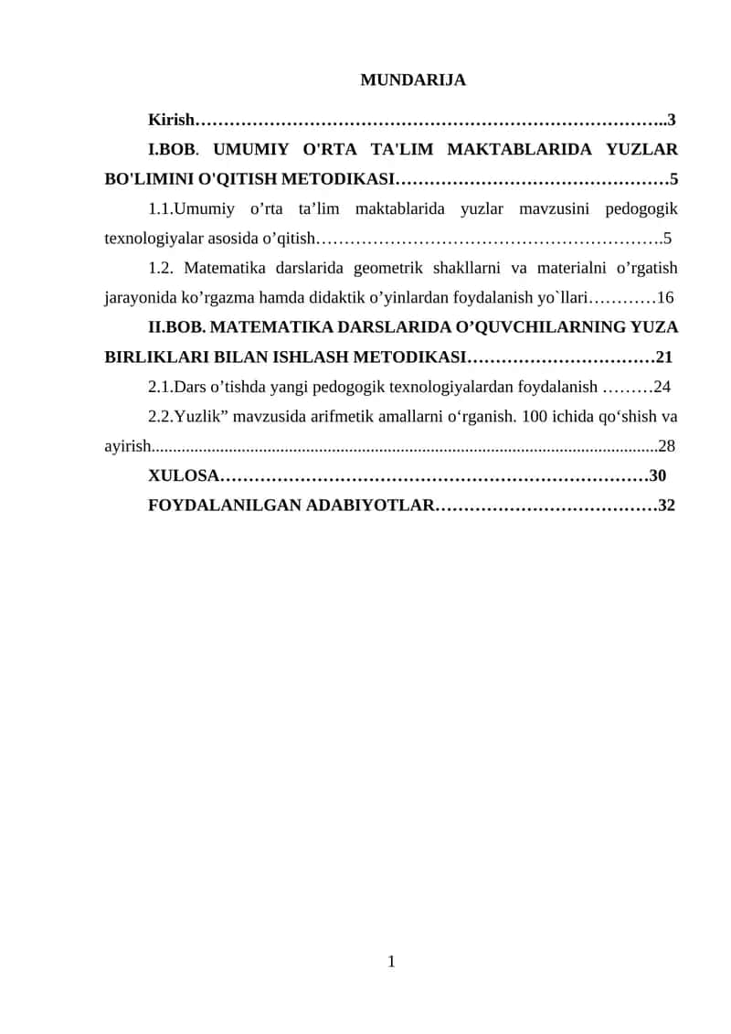 Umumiy o’rta ta'lim maktablarida yuzlar mavzusini pedogogik texnologiyalar asosida o’qitish 1