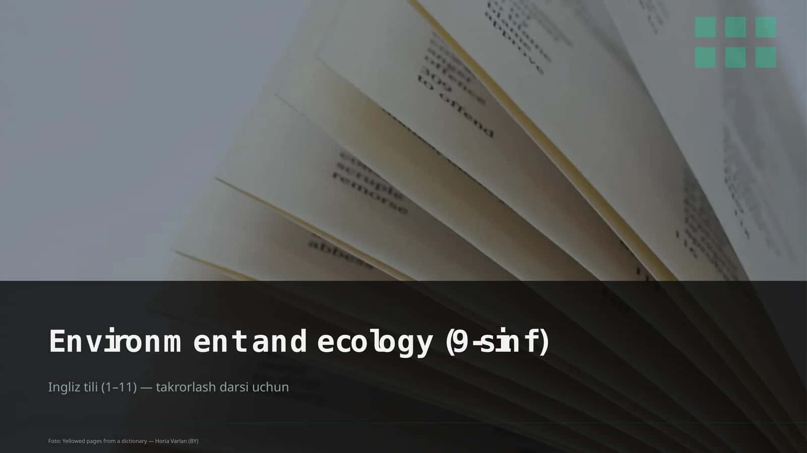 Environment and ecology (9-sinf) 1