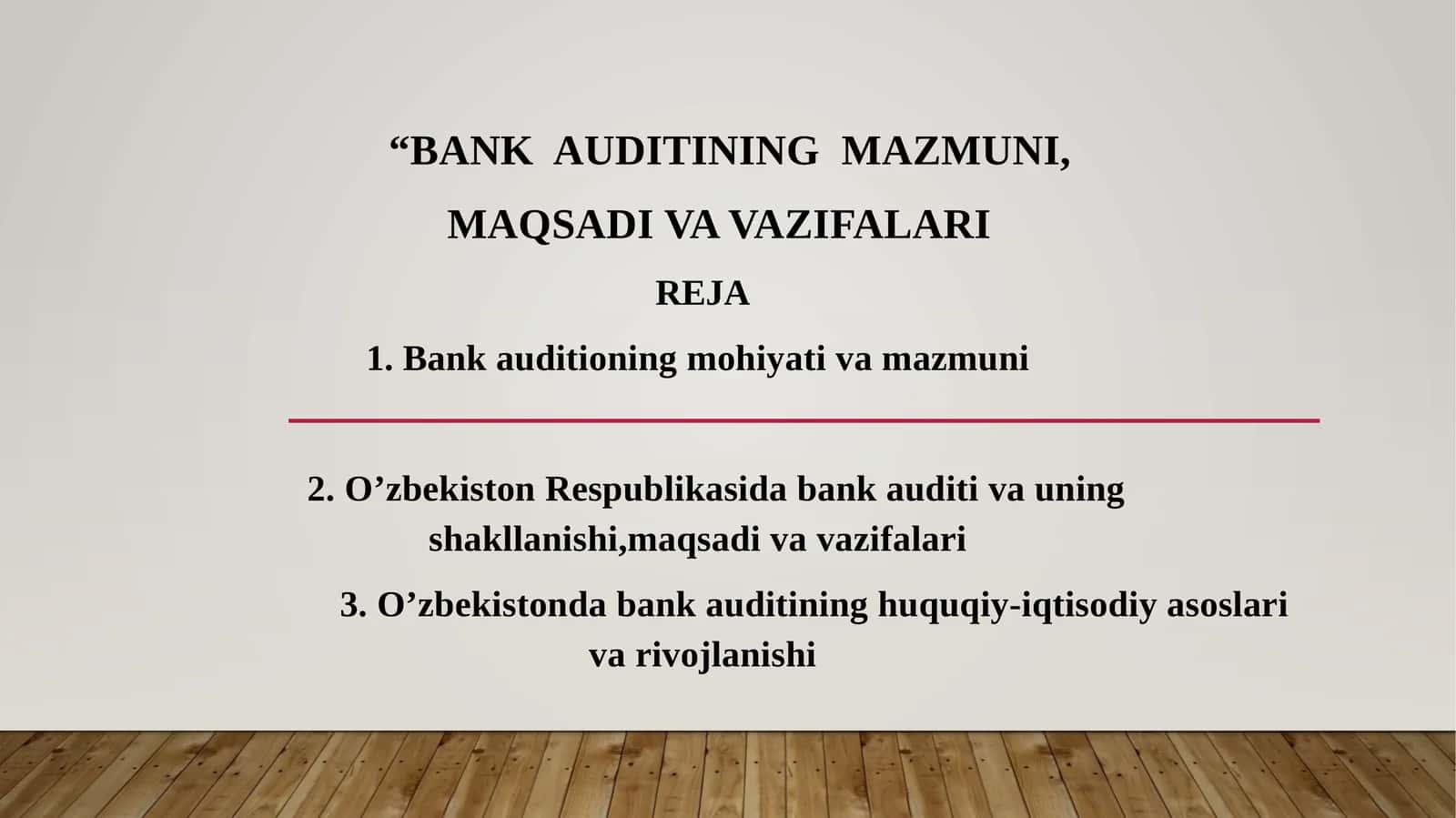 BANK AUDITINING MAZMUNI 1