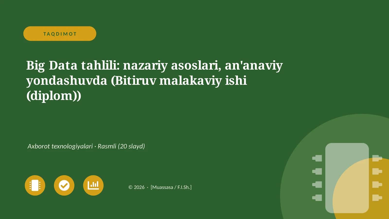 Big Data tahlili: nazariy asoslari, an'anaviy yondashuvda (Bitiruv malakaviy ishi (diplom)) 1