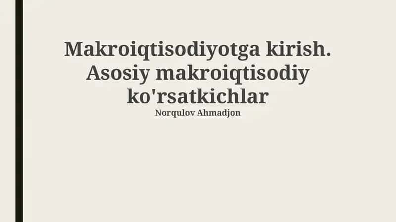 Makroiqtisodiyotga Kirish 1