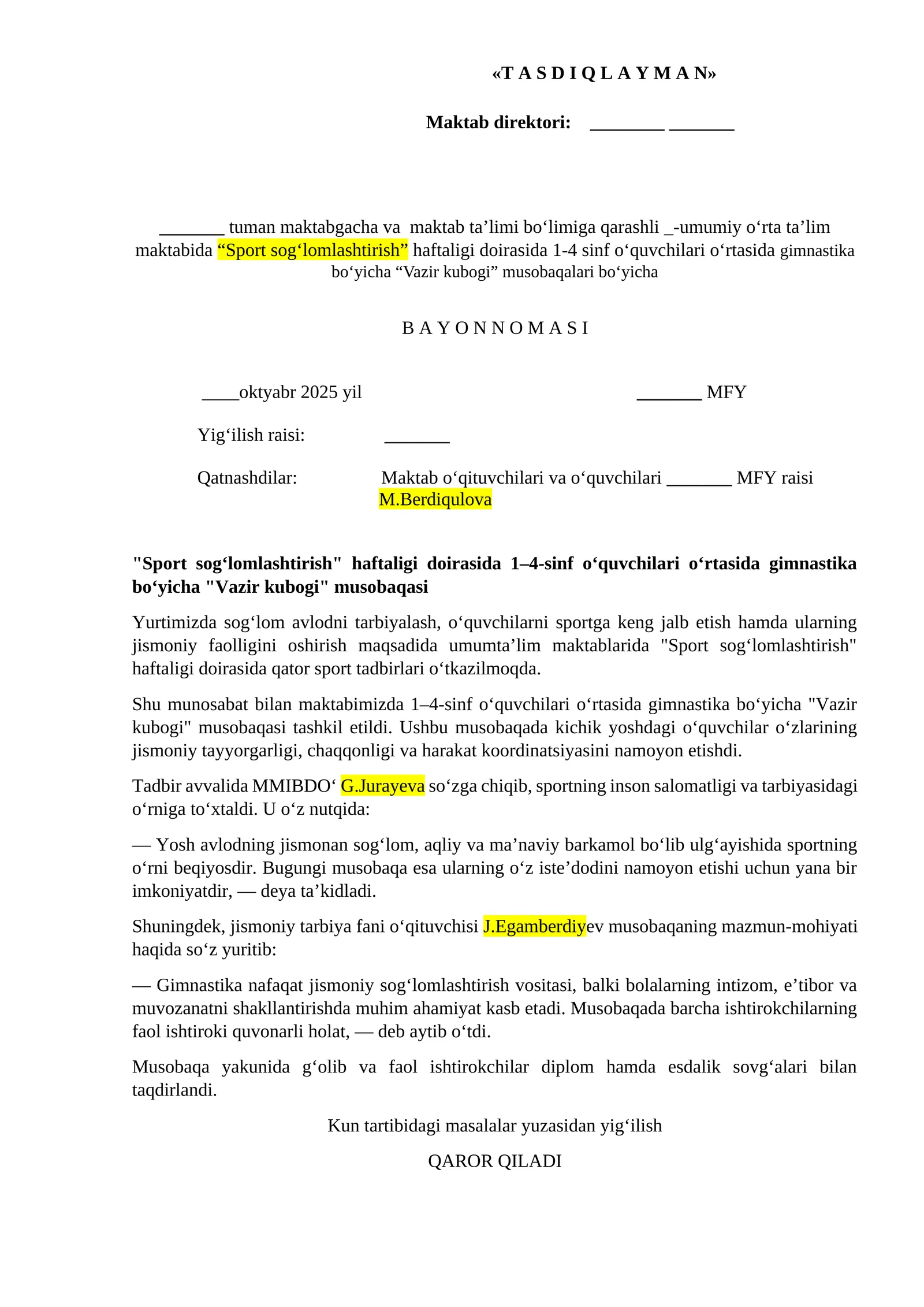 Vazir kubogi musobaqasi 1