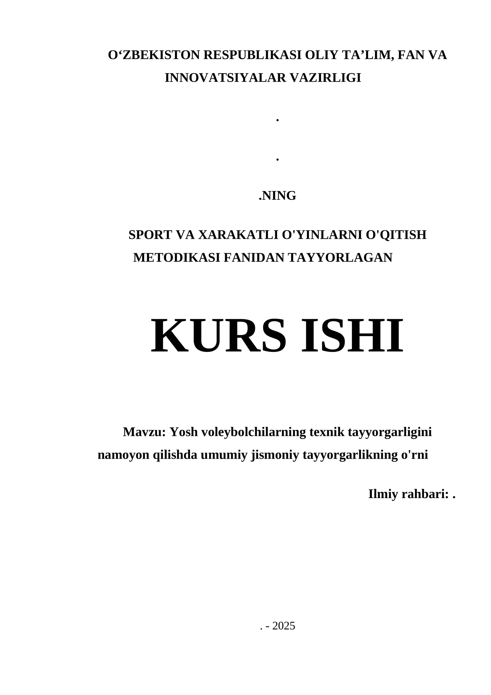 Yosh voleybolchilarning texnik tayyorgarligini namoyon qilishda umumiy jismoniy tayyorgarlikning o'rni 1
