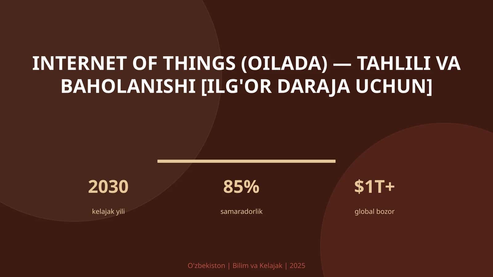 INTERNET OF THINGS (OILADA) — TAHLILI VA BAHOLANISHI [ILG'OR DARAJA UCHUN] 1