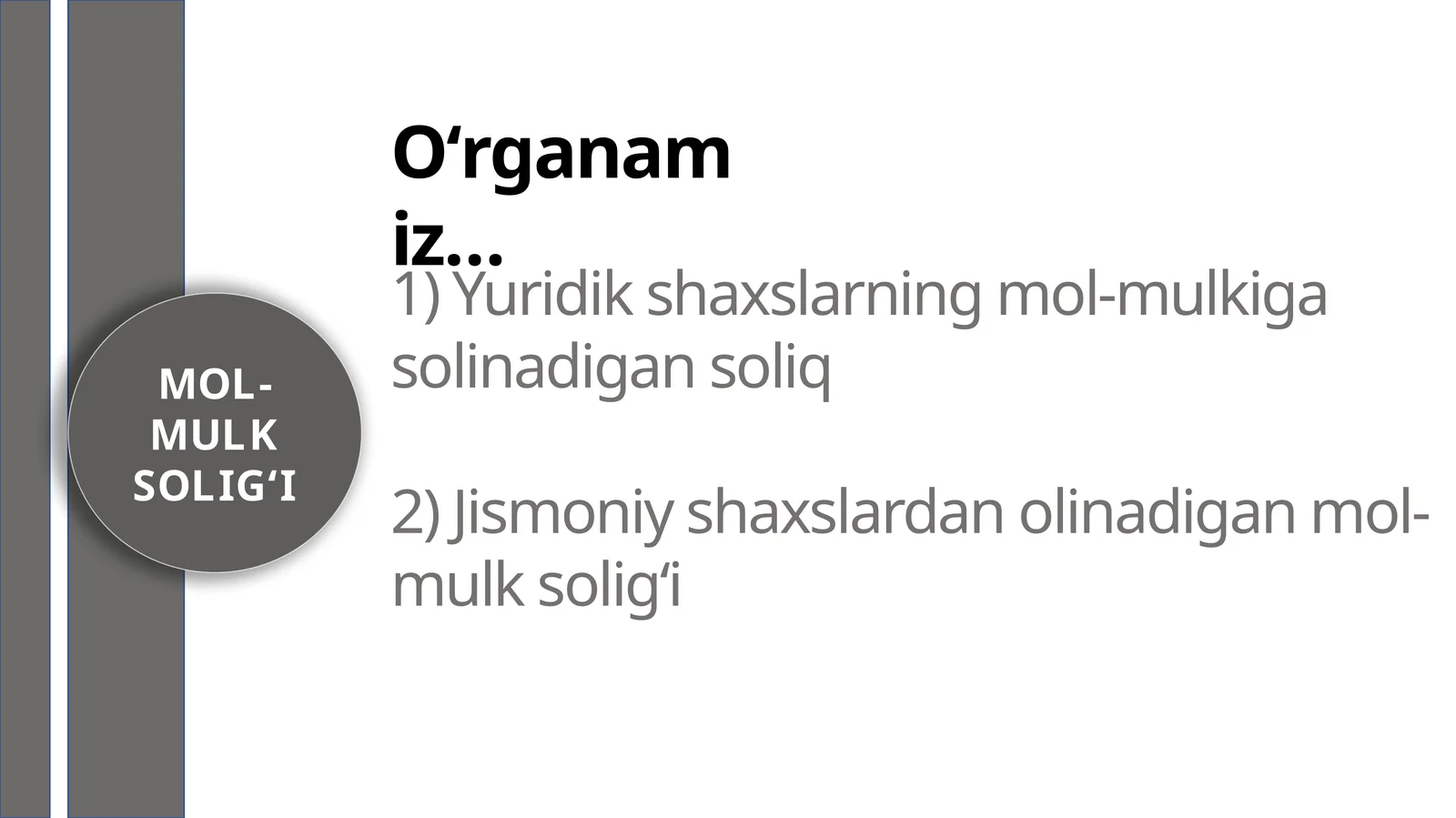 MOL-MULK SOLIGʻI 1