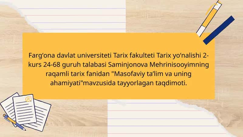 Masofaviy taʼlim va uning ahamiyati 1