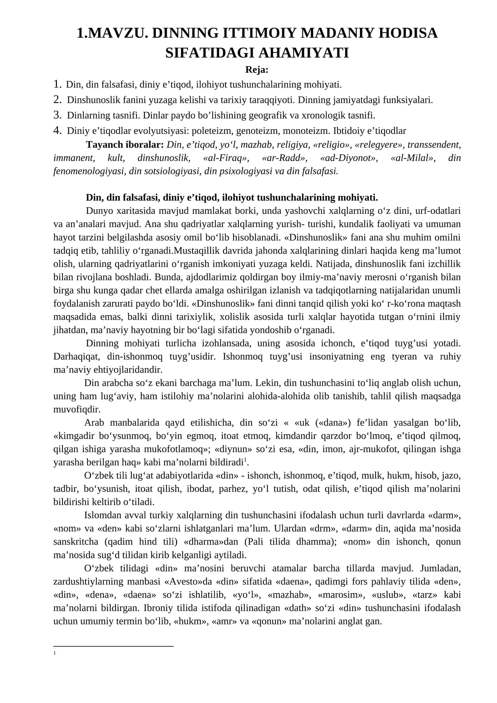 DINING ITTIFOQIY MADANIY HODISASI SIFATIDAGI AHAMIYATI 1