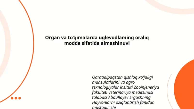 Hayvonlarni oziqlantirish fanidan mustaqil ishi 1