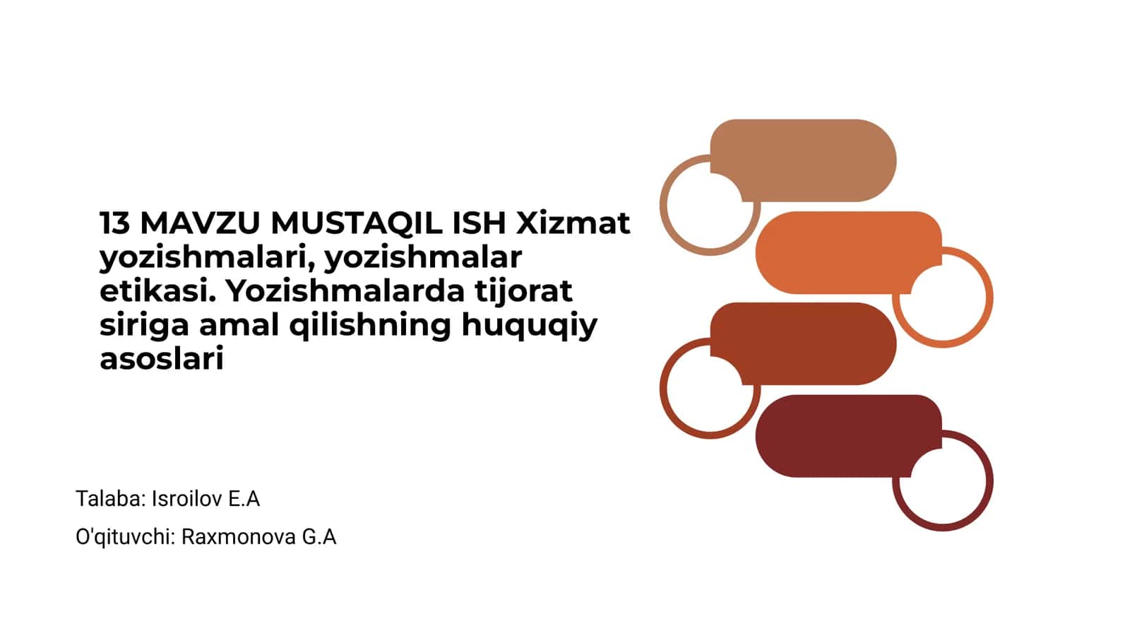 MUSTAQIL ISH Xizmat yozishmalari, yozishmalar etikasi 1