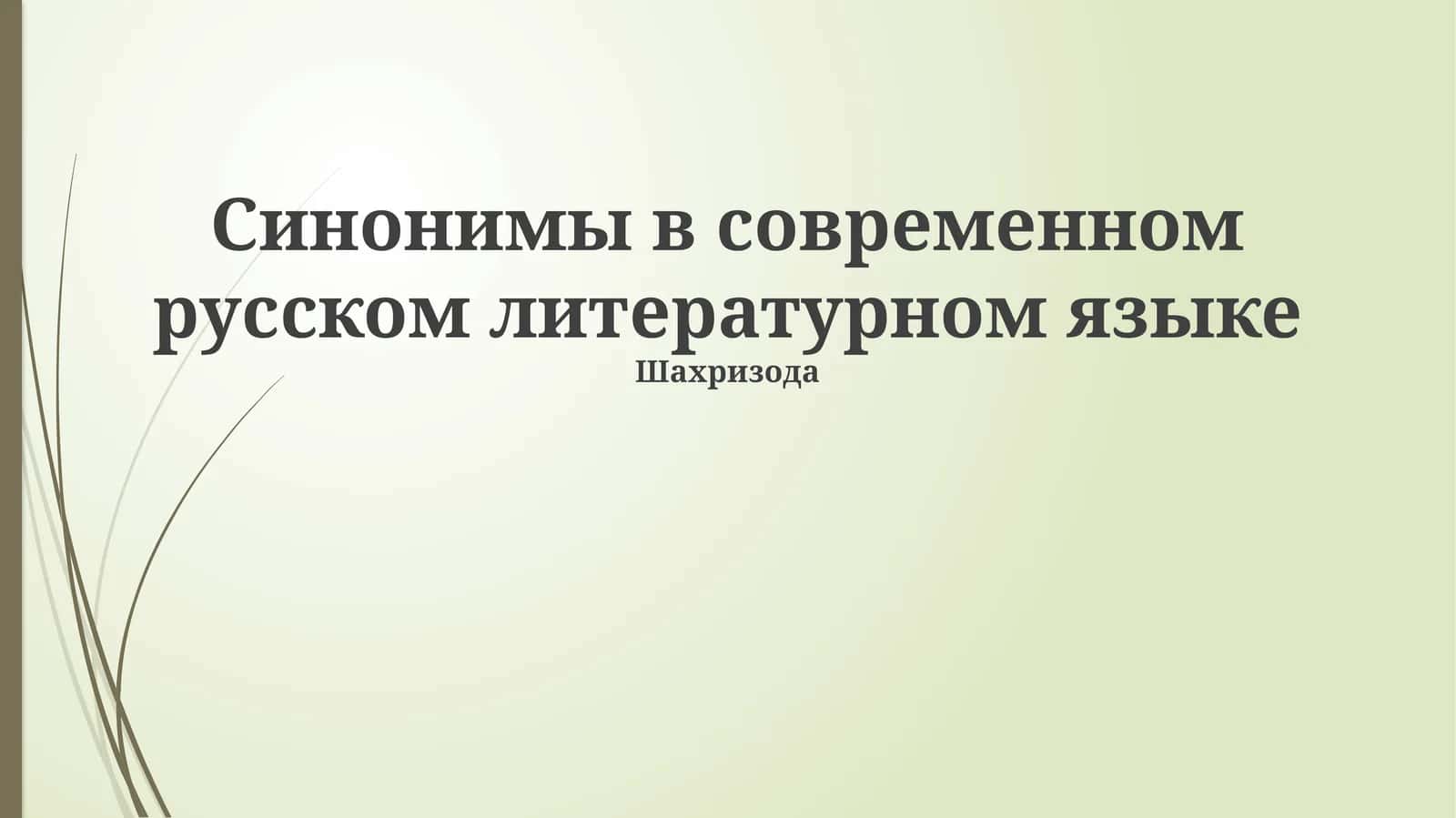 Синонимы в современном русском литературном языке 1