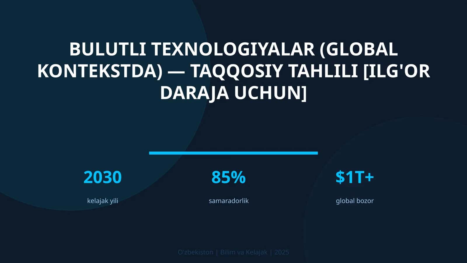 Bulutli texnologiyalar (global kontekstda) — taqqosiy tahlili [ilg'or daraja uchun] 1