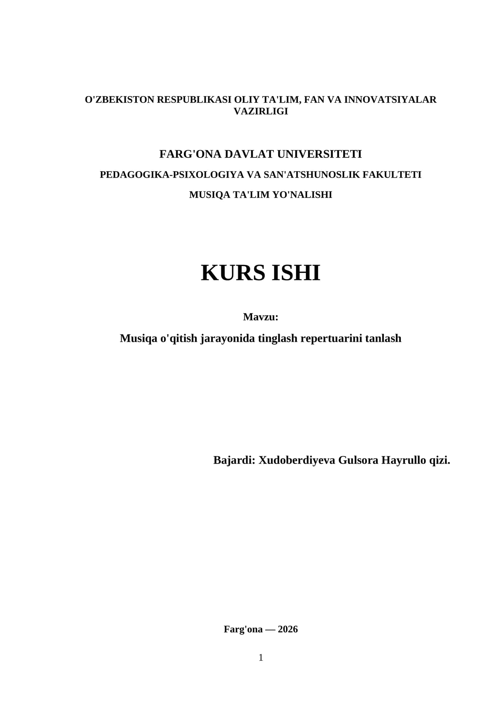 Musiqa o'qitish jarayonida tinglash repertuarini tanlash 1