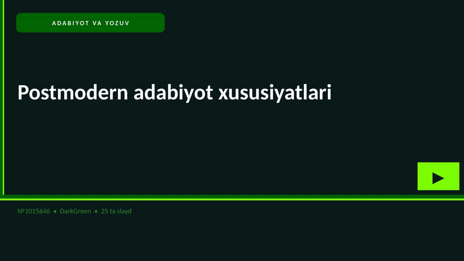 Postmodern adabiyot xususiyatlari 1