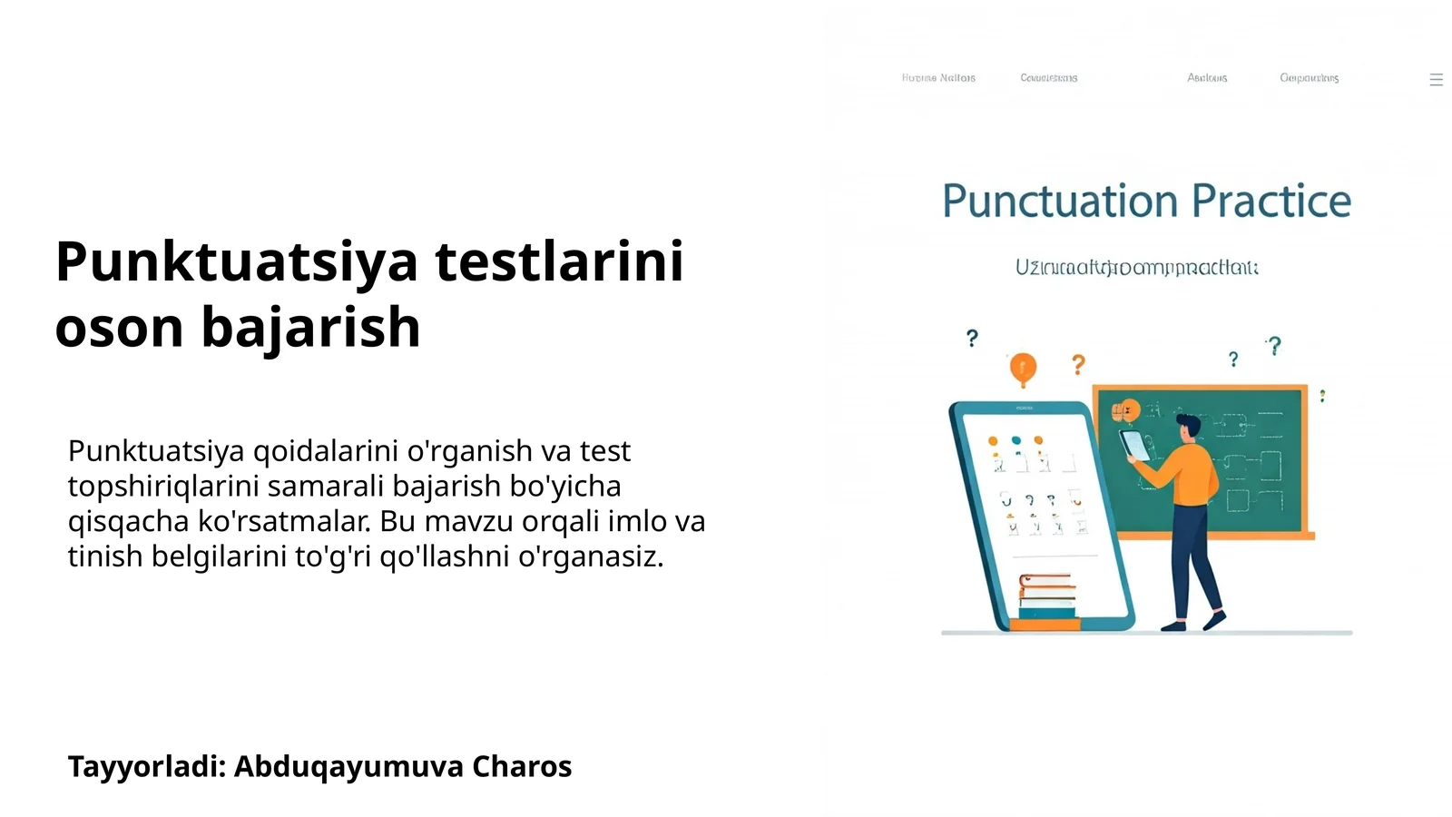 Punktuatsiya testlarini oson bajarish 1