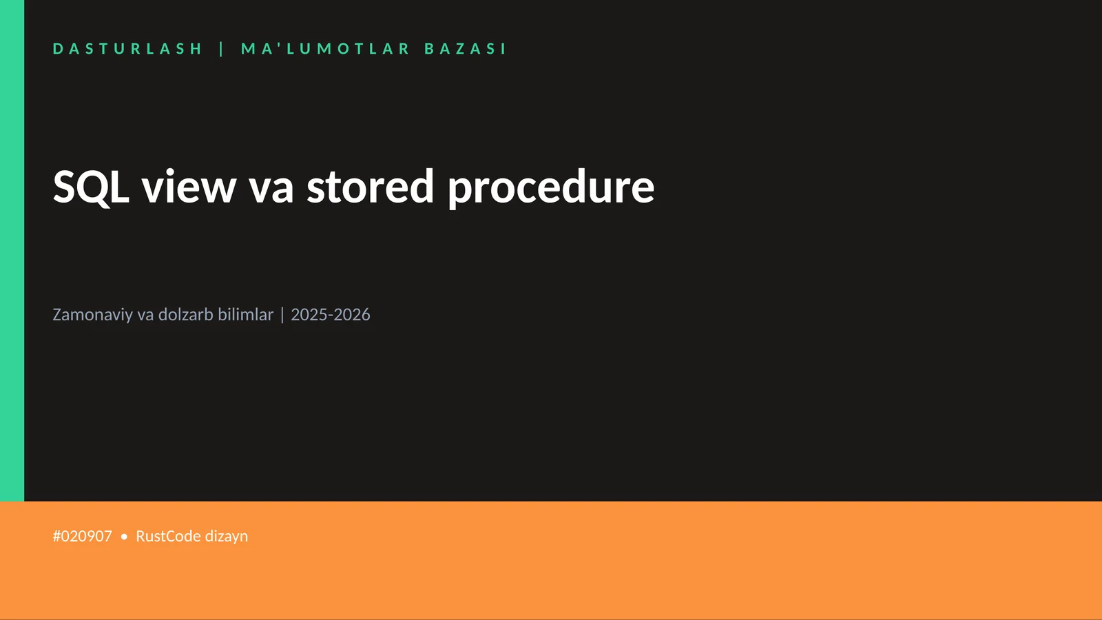 SQL view va stored procedure 1