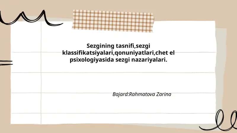 Sezgining tasnifi va klassifikatsiyalari 1