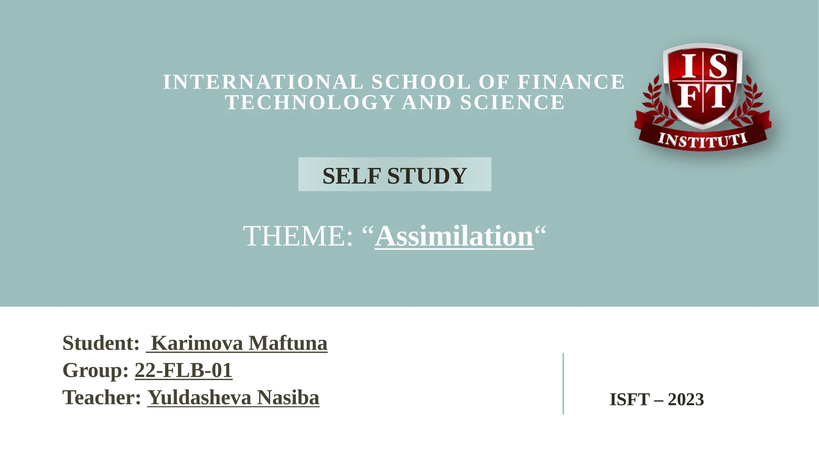 THEME:“Assimilation“ 1