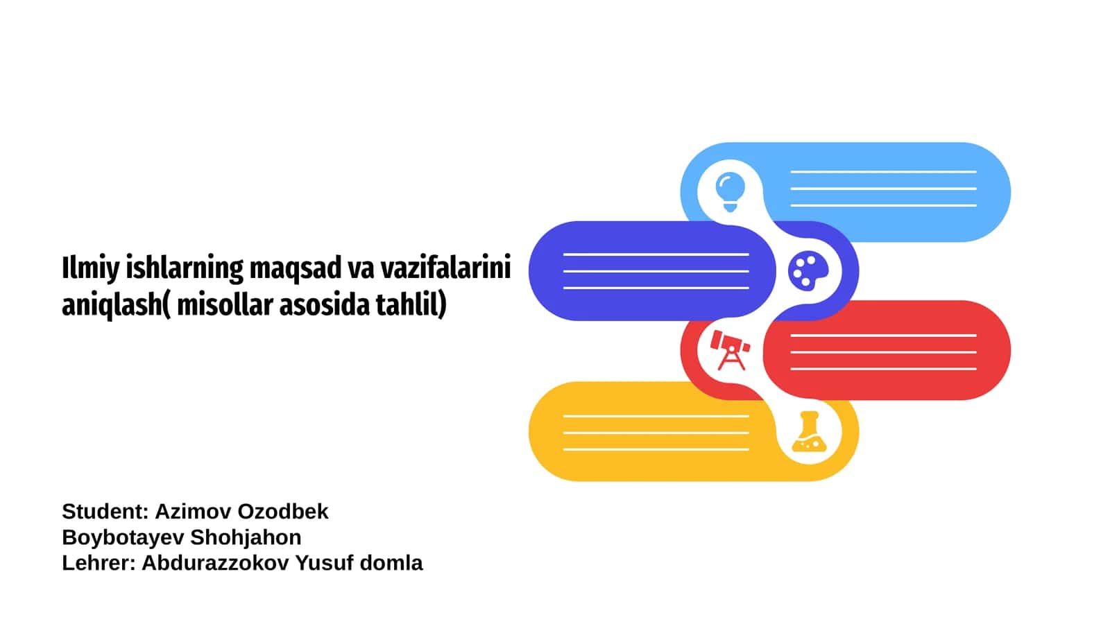 Ilmiy ishlarning maqsad va vazifalarini aniqlash( misollar asosida tahlil) 1