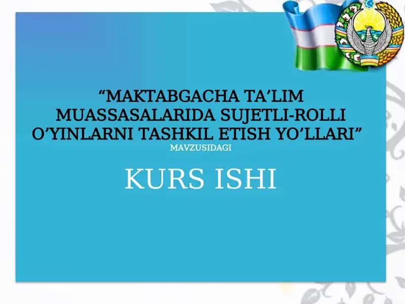 Maktabgacha ta'lim muassasalarida sujetli-rolli o'yinlarni tashkil etish yo'llari 1
