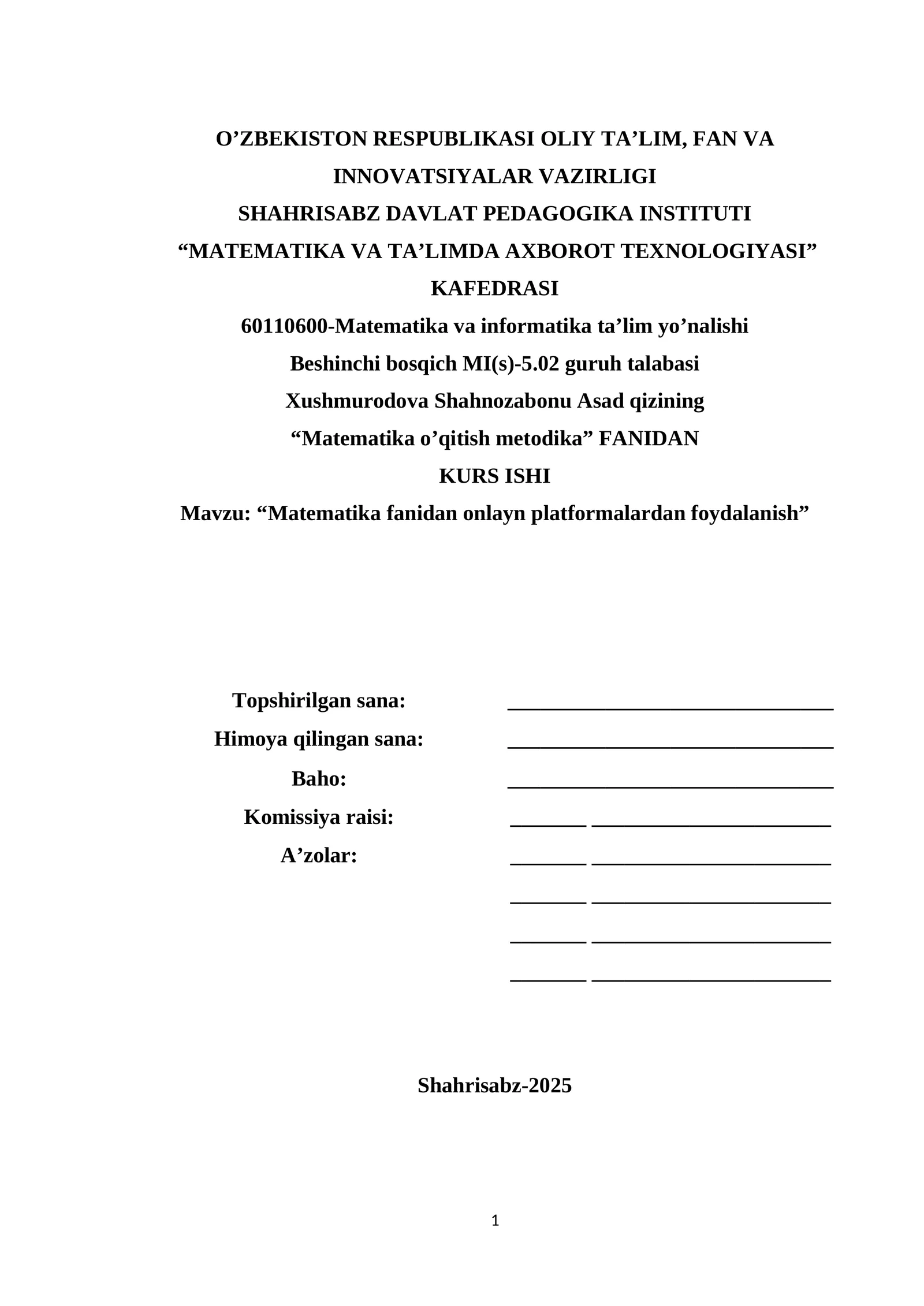 Matematika fanidan onlayn platformalardan foydalanish 1