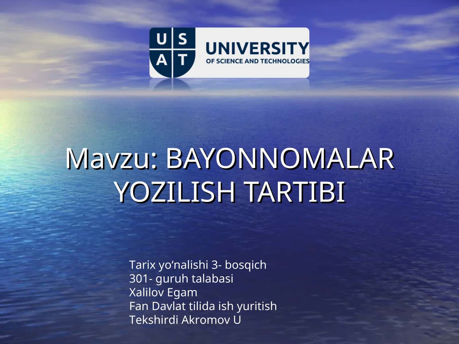 BAYONNOMALAR YOZILISH TARTIBI 1