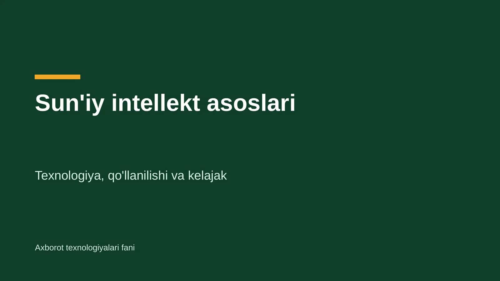 Sun'iy intellekt asoslari 1