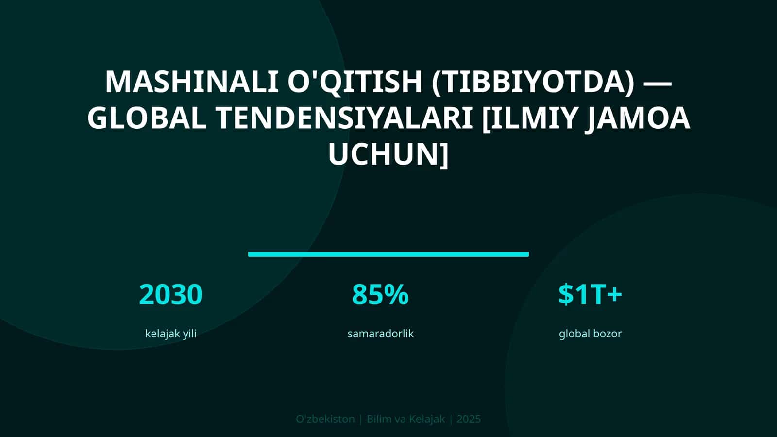Mashinali o'qitish (tibbiyotda) — global tendensiyalari [ilmiy jamoa uchun] 1