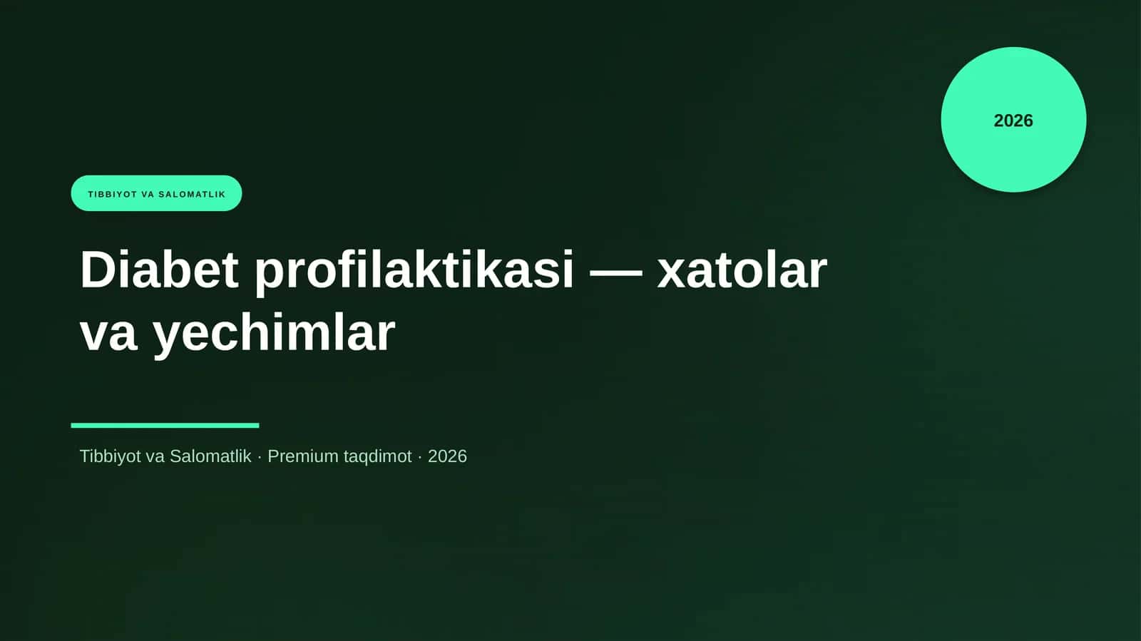 Diabet profilaktikasi — xatolar va yechimlar 1