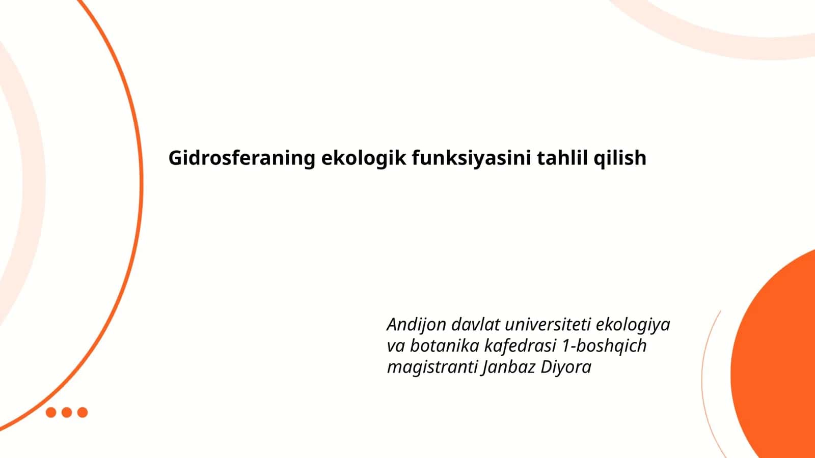 Gidrosferaning ekologik funksiyasini tahlil qilish 1
