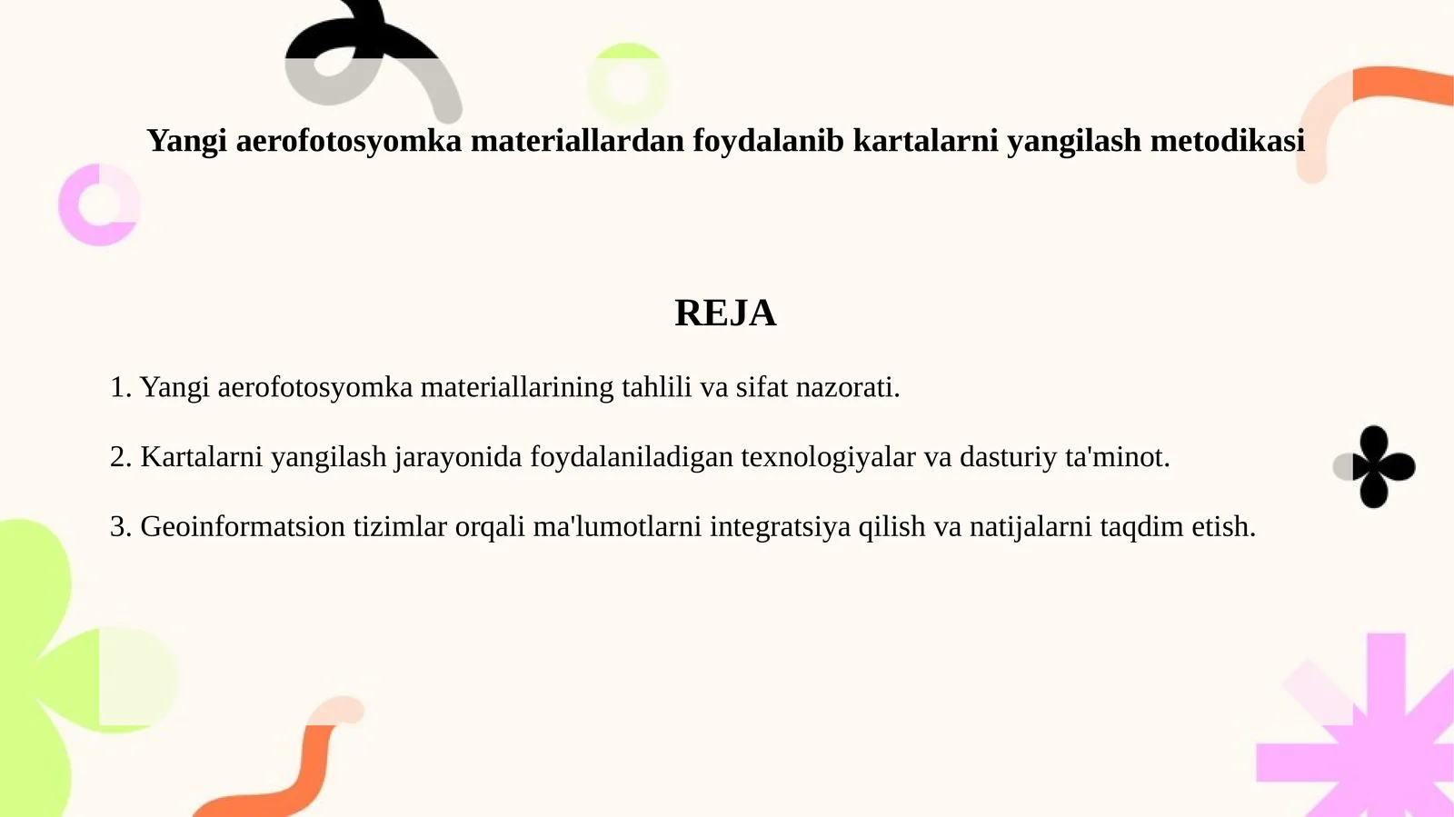 Yangi aerofotosyomka materiallardan foydalanib kartalarni yangilash metodikasi 1