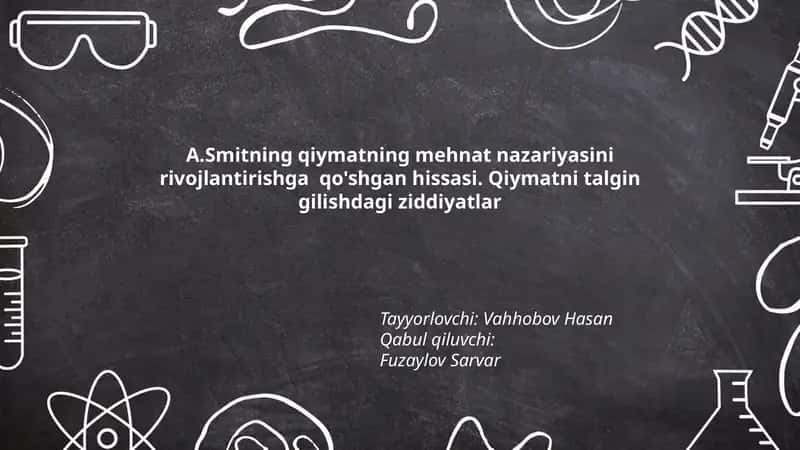Qiymatning mehnat nazariyasini rivojlantirishga qo'shgan hissasi 1