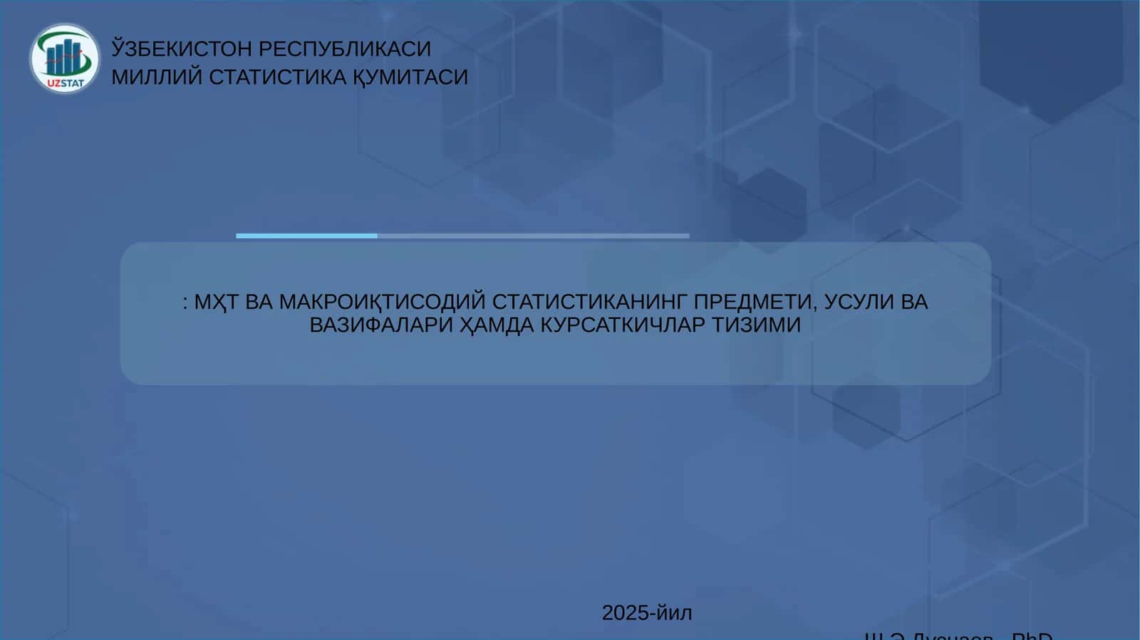 МҲТ ВА МАКРОИҚТИСОДИЙ СТАТИСТИКАНИНГ ПРЕДМЕТИ, УСУЛИ ВА ВАЗИФАЛАРИ ҲАМДА КУРСАТКИЧЛАР ТИЗИМИ 1