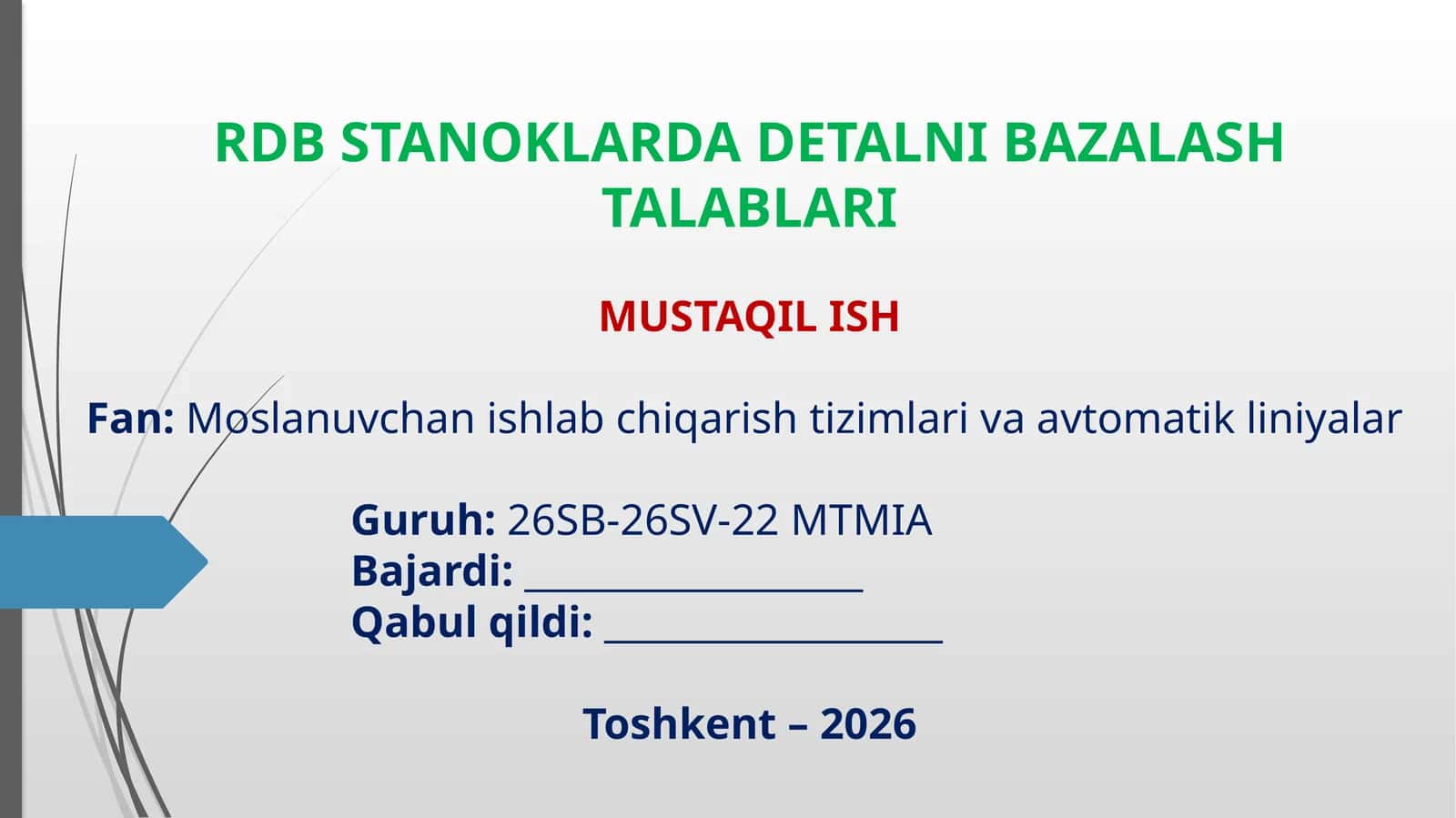 RDB STANOKLARDA DETALNI BAZALASH TALABLARI 1