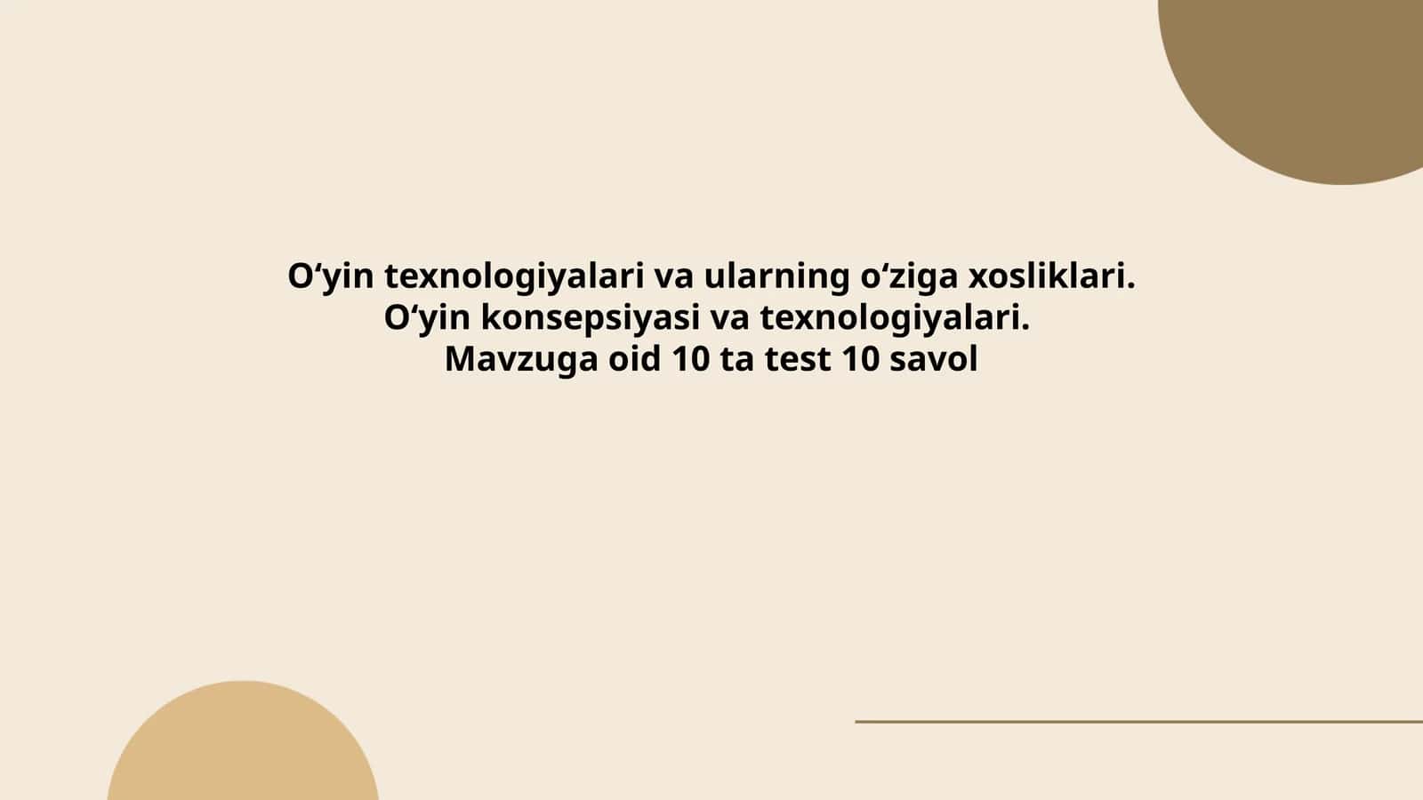Oʻyin texnologiyalari va ularning oʻziga xosliklari 1