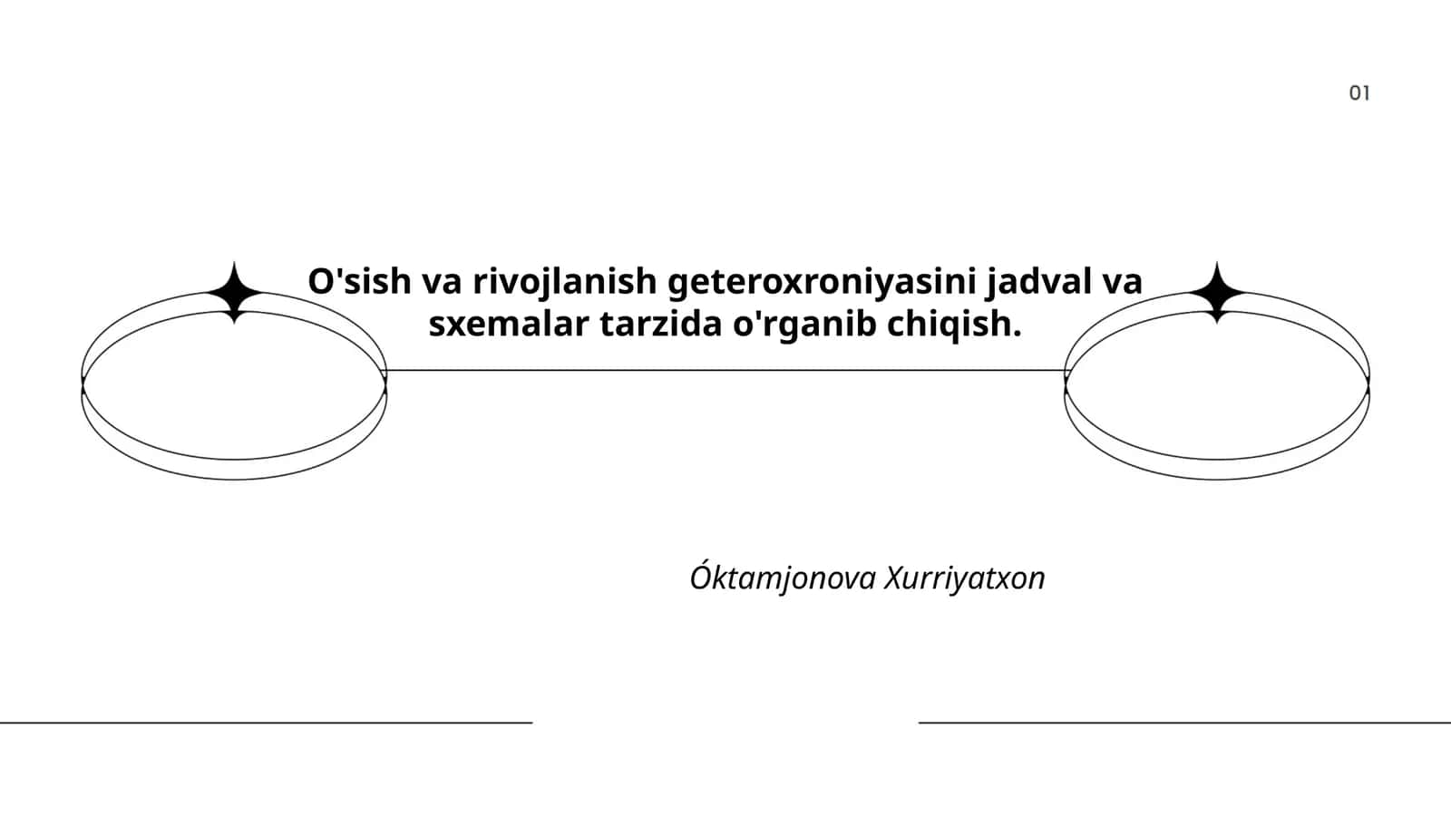 O'sish va rivojlanish geteroxroniyasini jadval va sxemalar tarzida o'rganib chiqish 1