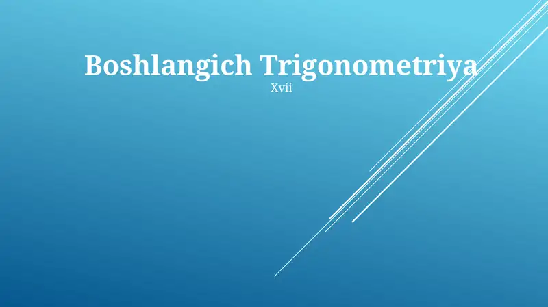 Boshlangich Trigonometriya 1