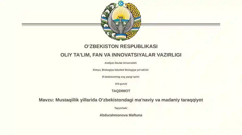 O'zbekitonning eng yangi tarixi