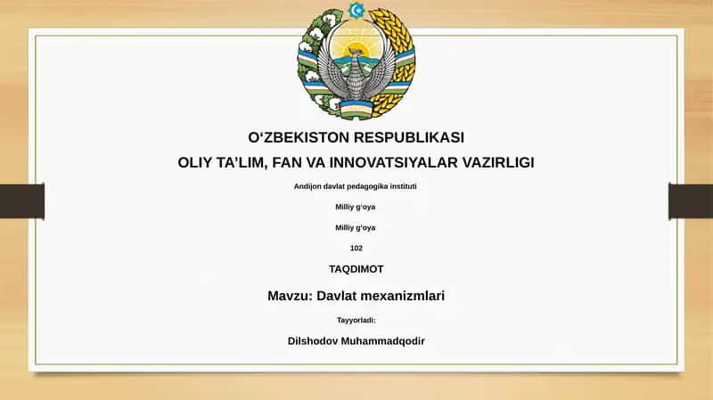 Davlat Mexanizmlari 1