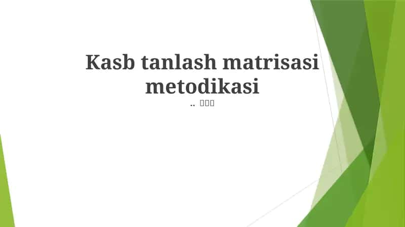 Karyera Tanlov Matritsasi Metodologiyasi 1