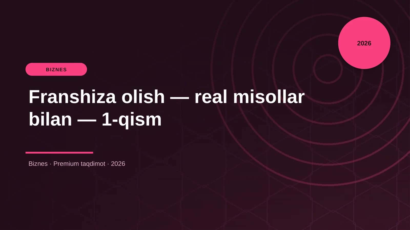 Franshiza olish — real misollar bilan — 1-qism 1