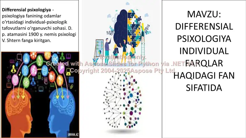 DIFFERENSIAL PSIXOLOGIYA INDIVIDUAL FARQLAR HAQIDAGI FAN SIFATIDA 1