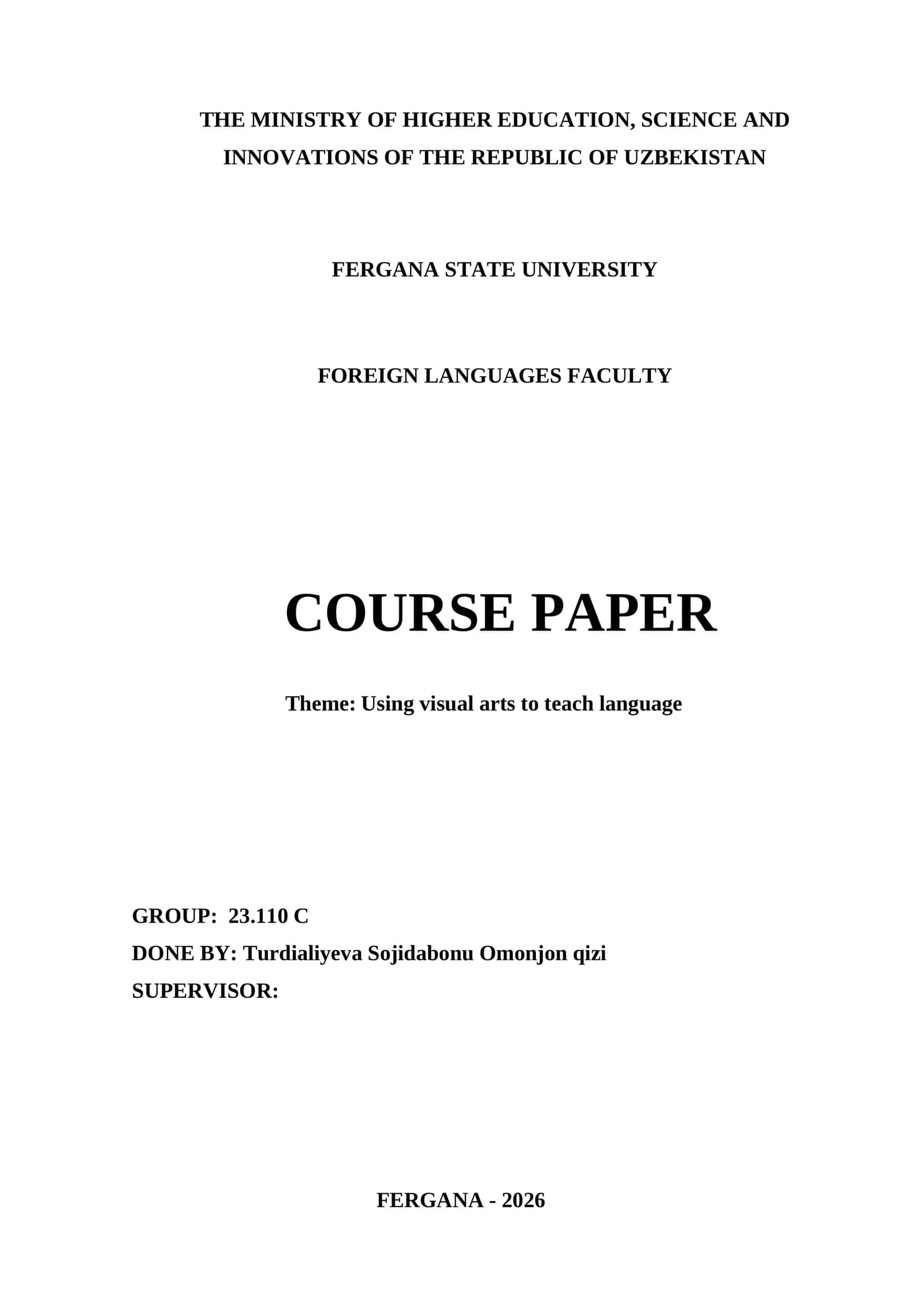 COURSE PAPER: Using visual arts to teach language 1