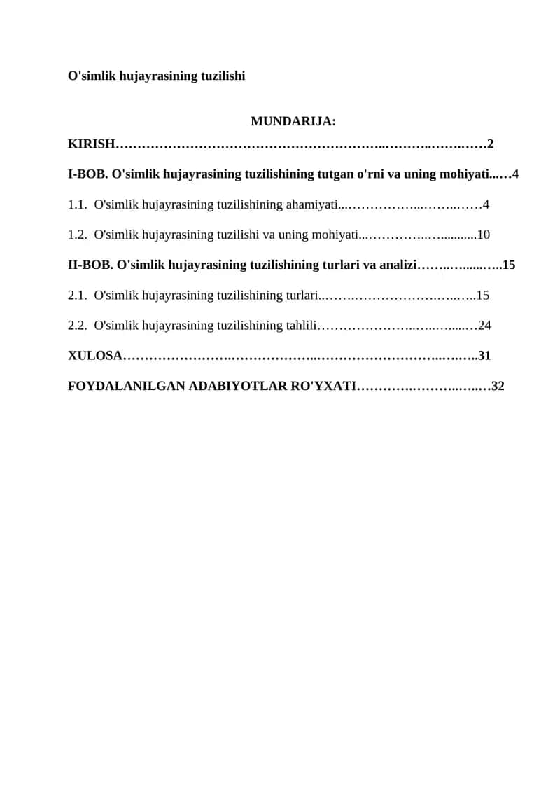 O'simlik hujayrasining tuzilishi 1