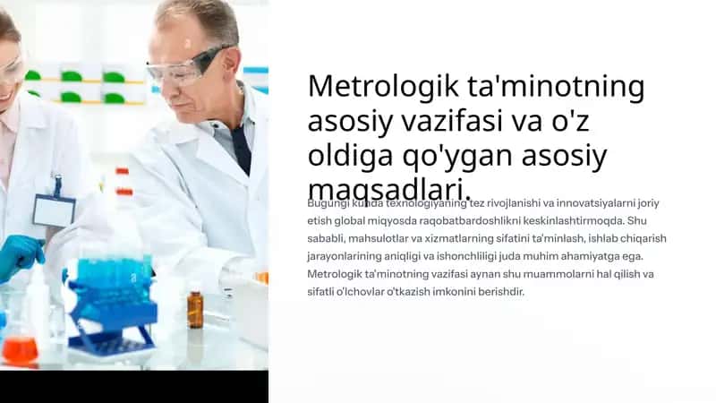 Metrologik ta'minotning asosiy vazifasi va o'z oldiga qo'ygan asosiy maqsadlari. 1