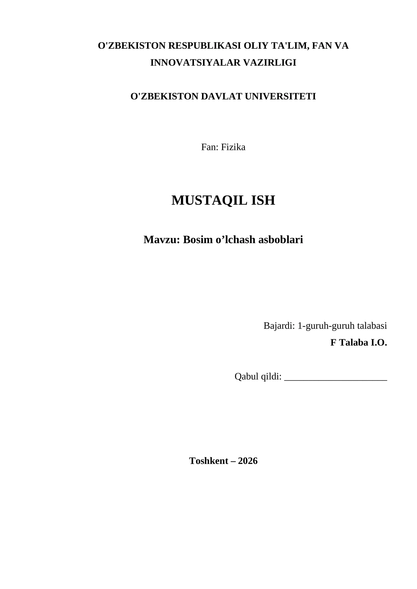 Bosim o’lchash asboblari 1