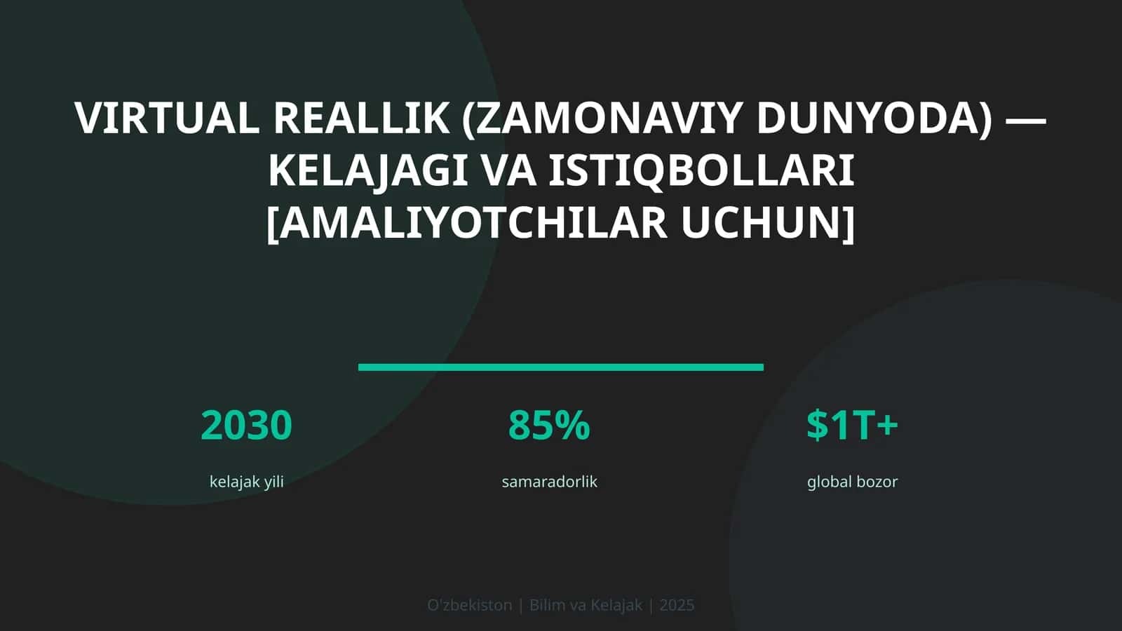 Virtual reallik (zamonaviy dunyoda) — kelajagi va istiqbollari [amaliyotchilar uchun] 1