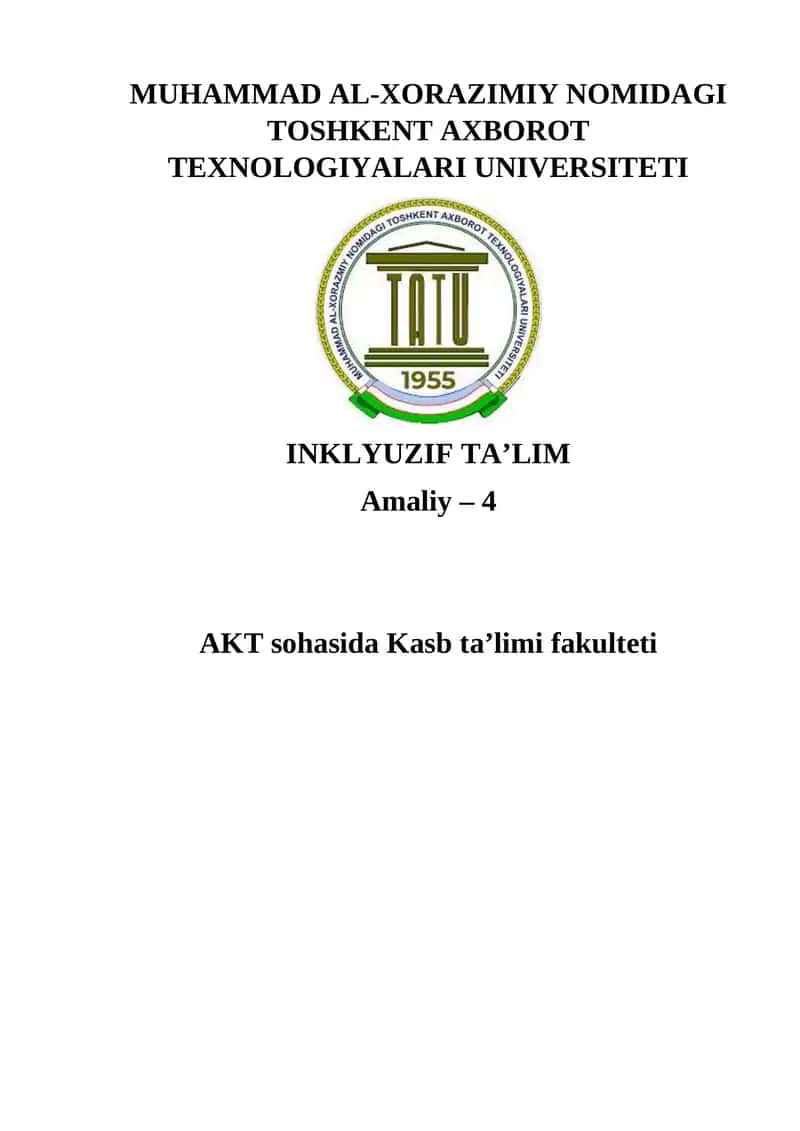 inklyuzif fanidan amaliy ish 1