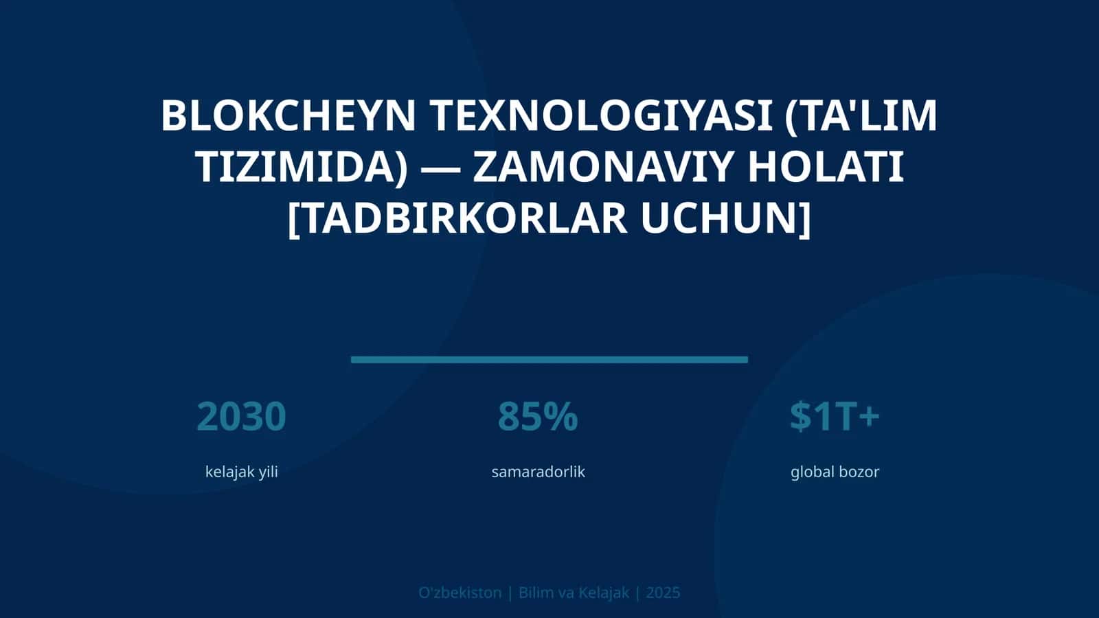 Blokcheyn texnologiyasi (ta'lim tizimida) — zamonaviy holati [tadbirkorlar uchun] 1