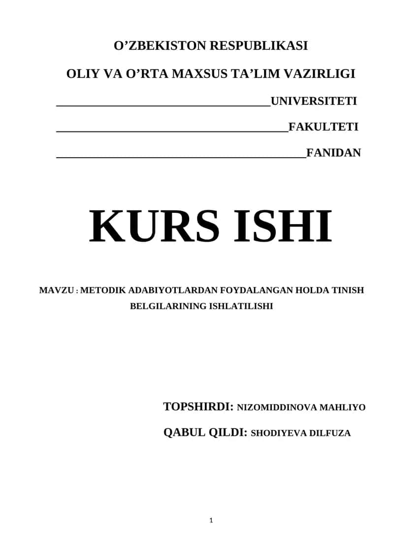 METODIK ADABIYOTLARDAN FOYDALANGAN HOLDA TINISH BELGILARINING ISHLATILISHI 1